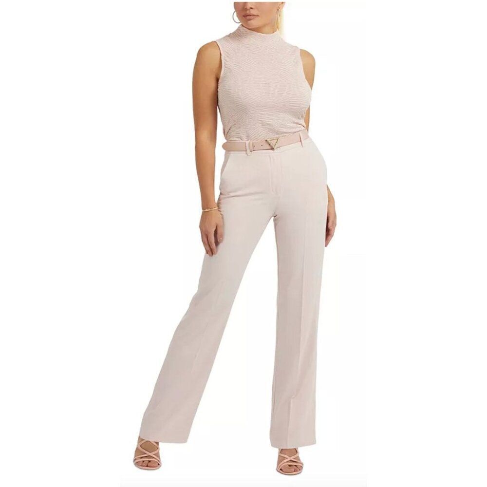 Guess Carla Stretch Crepe High-Rise Straight-Leg Pants - Dolly Pink, Size M NWT - Picture 2 of 13